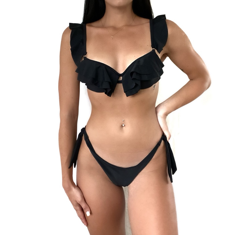 Black Ruffle Bikini